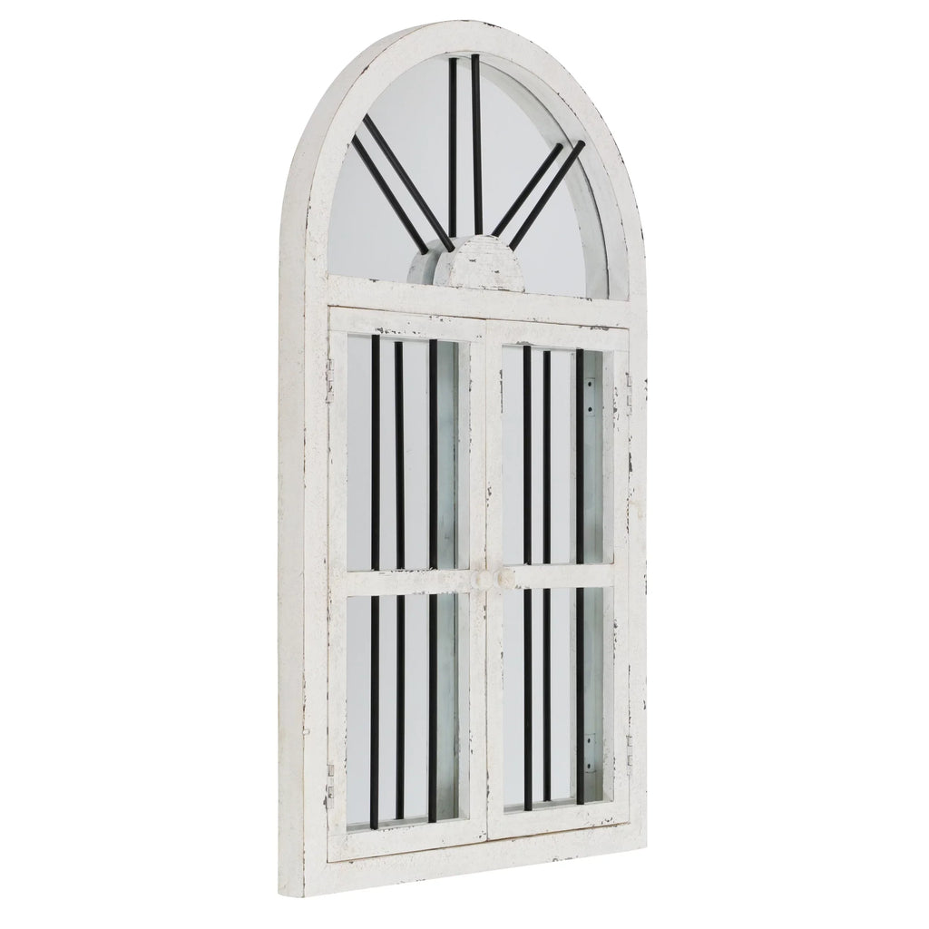 Arched Window Wall Mirror Cottage Chic White 42" x 25" by Aspire