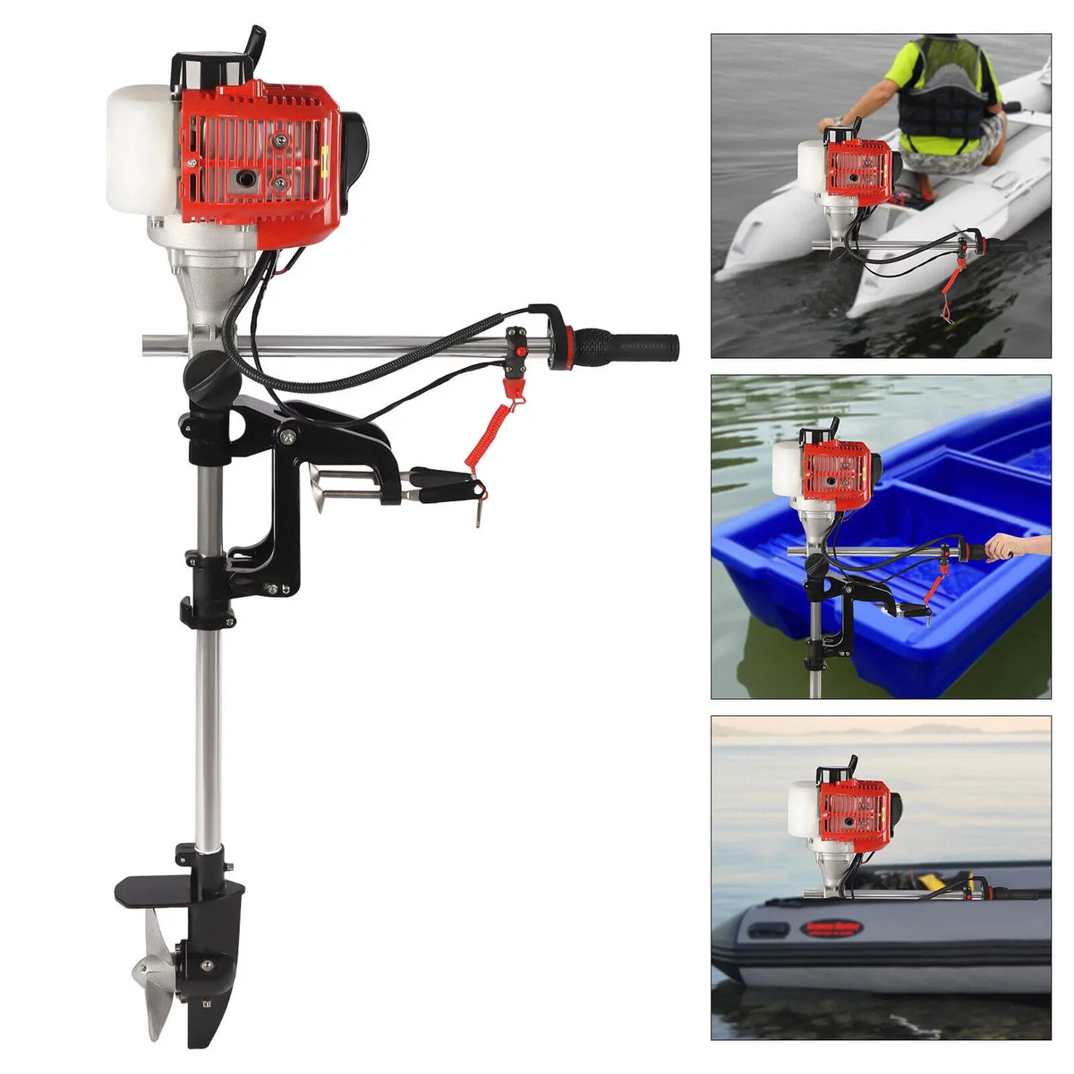 2-Stroke 2.3HP 52CC Outboard Ship Motor Engine Pull Starter w/Air Cooling System
