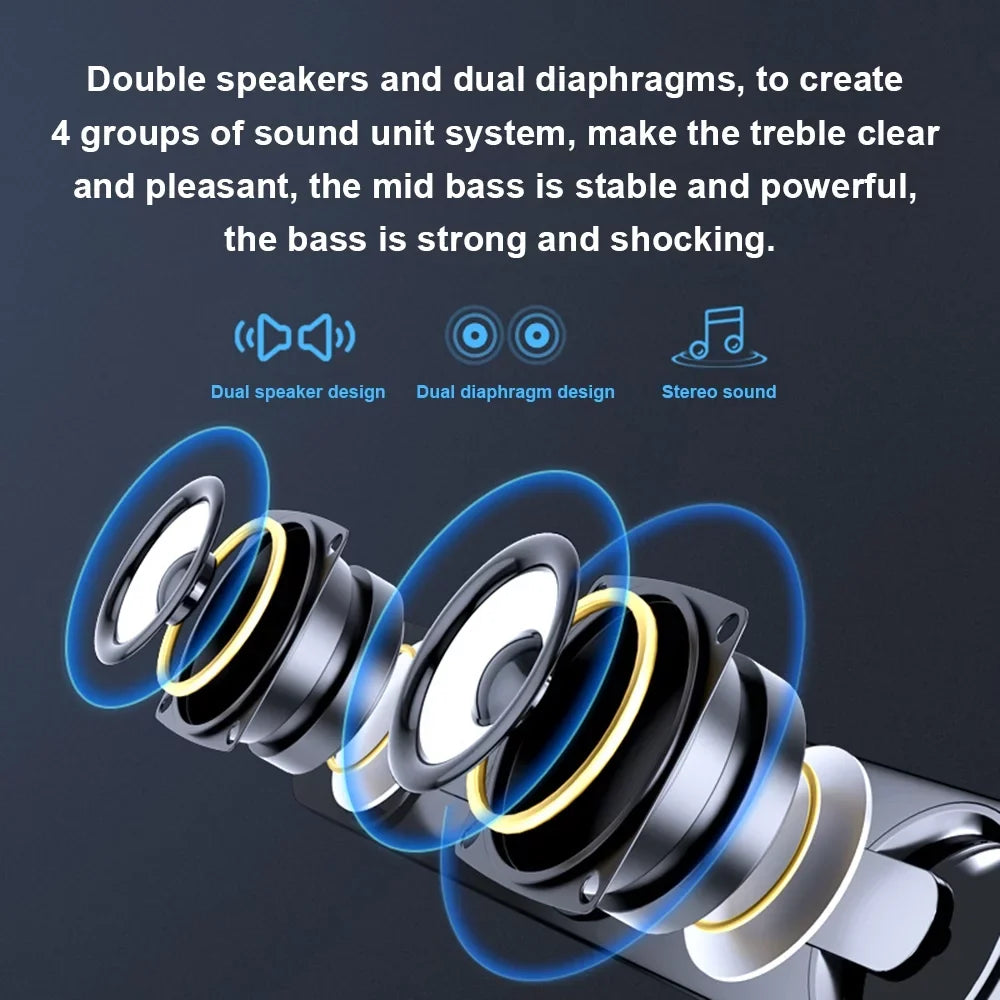 SADA V-111 Computer Speaker USB Wired Powerful Bar Stereo Subwoofer Bass Speaker Surround Sound Box for PC Laptop Phone Tablet MP3 MP4