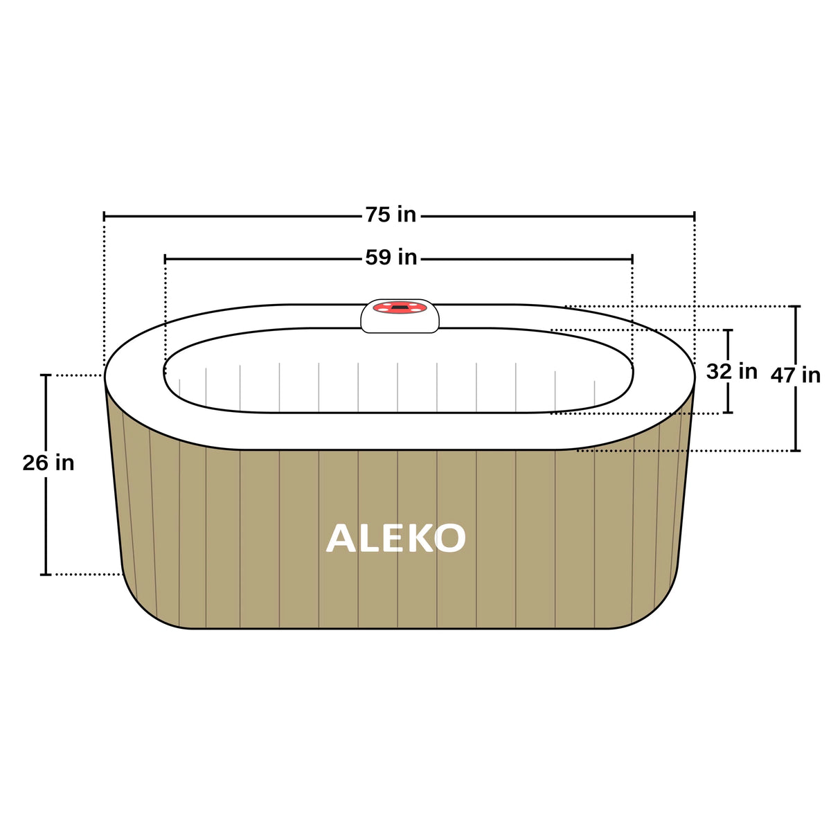ALEKO 145 Gallon 2 Person Brown Oval Inflatable Jetted Hot Tub with Shield
