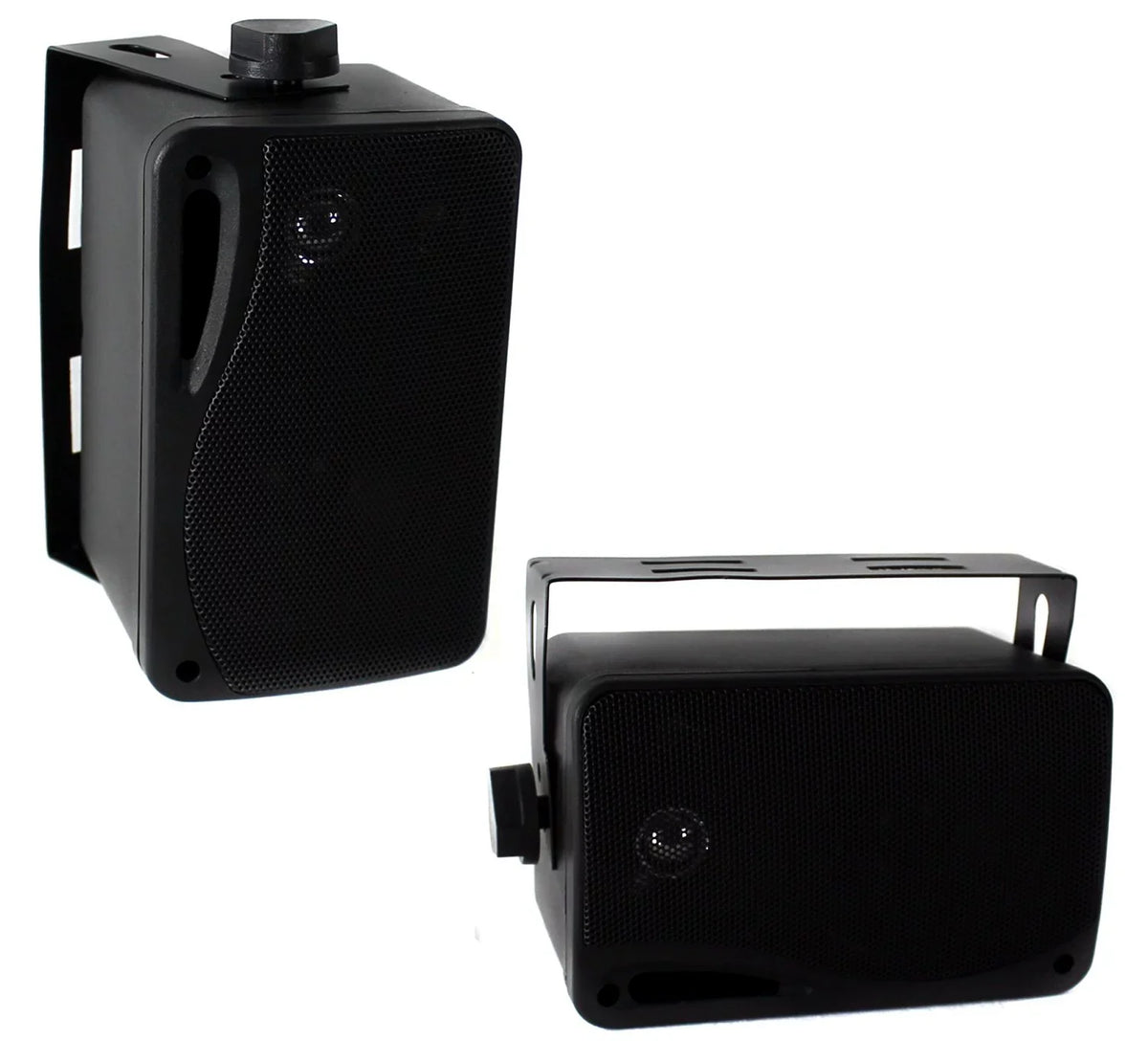 4 x New Pyle PLMR24 3.5'' 200 Watt 3-Way Environment Proof Marine Mini Box Speaker System (Black), and Enrock Audio 16-Gauge 50 Foot Speaker Wire