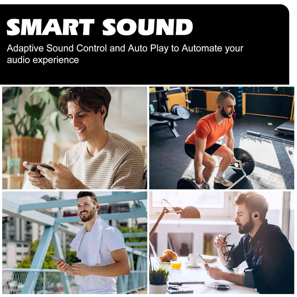 UrbanX True Wireless Bluetooth Earbuds + Charging Case, Black, Dual Connect, IPX5 Water Resistance, Bluetooth 5.2 Connection, Balanced, Bass Boost Matching with Lenovo Tab M10