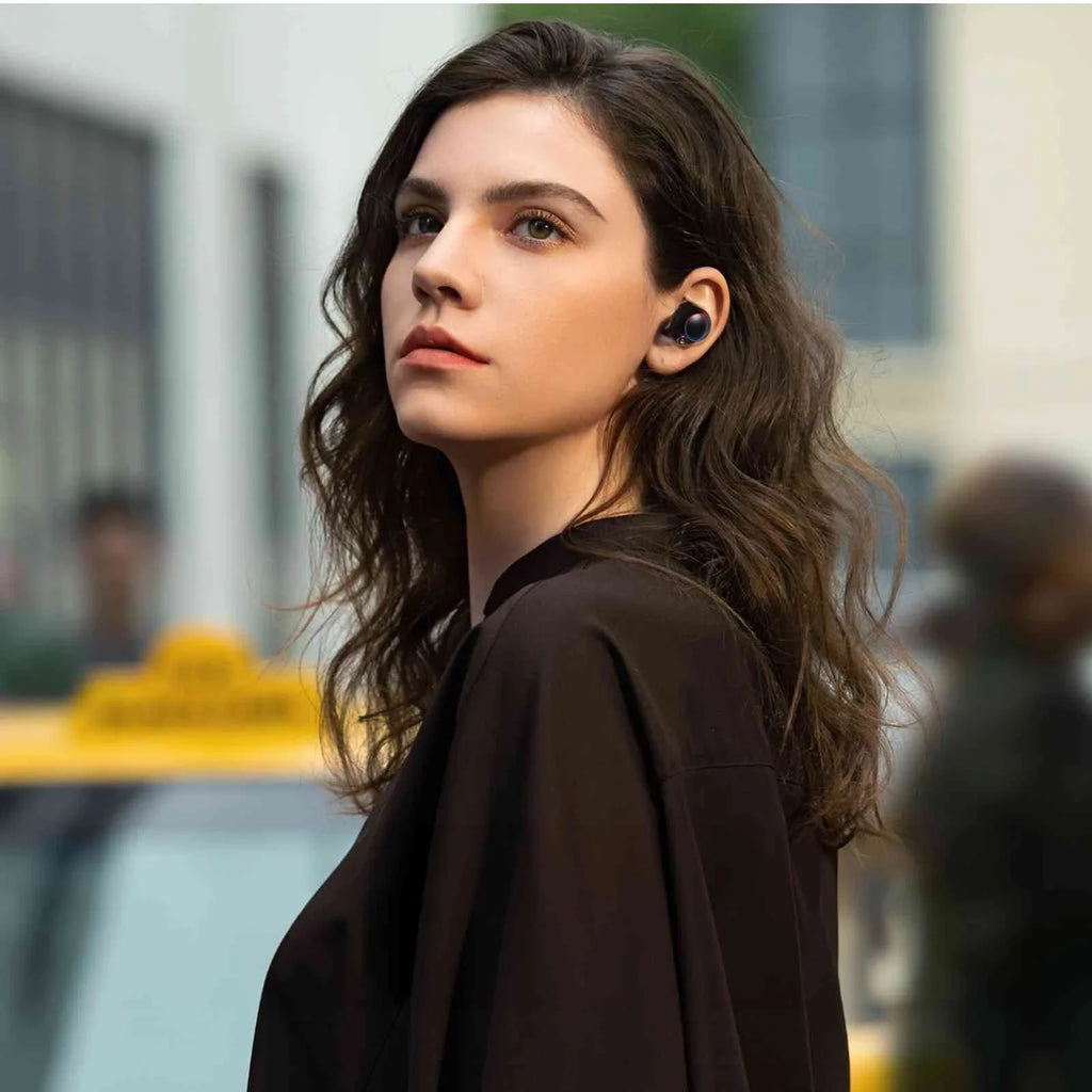 UrbanX True Wireless Bluetooth Earbuds + Charging Case, Black, Dual Connect, IPX5 Water Resistance, Bluetooth 5.2 Connection, Balanced, Bass Boost Matching with Lenovo Tab M10
