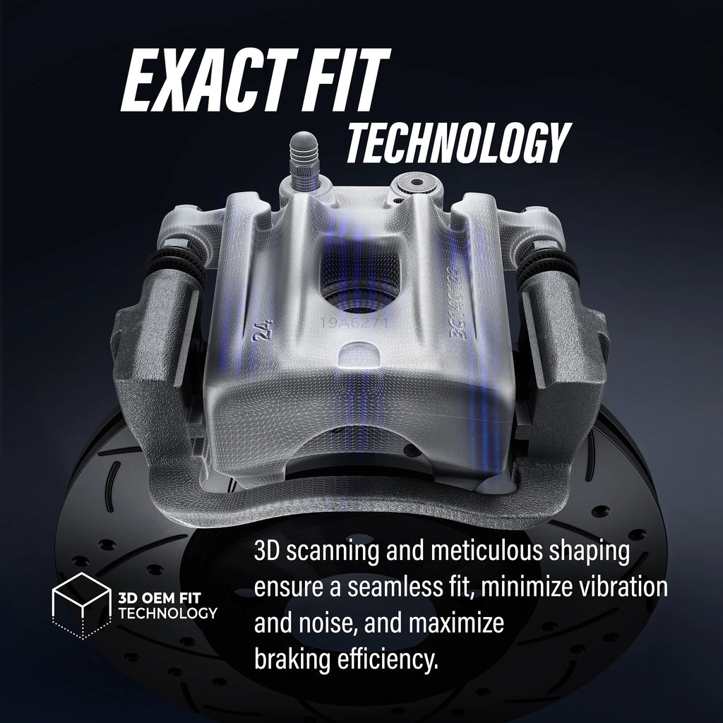 Transit Auto Rear Disc Brake Coated Caliper Drilled Slotted Rotors And Ceramic Pads Kit For 2012 Ram C/V With Single Piston Front From 03 24 12 KCD-100639T