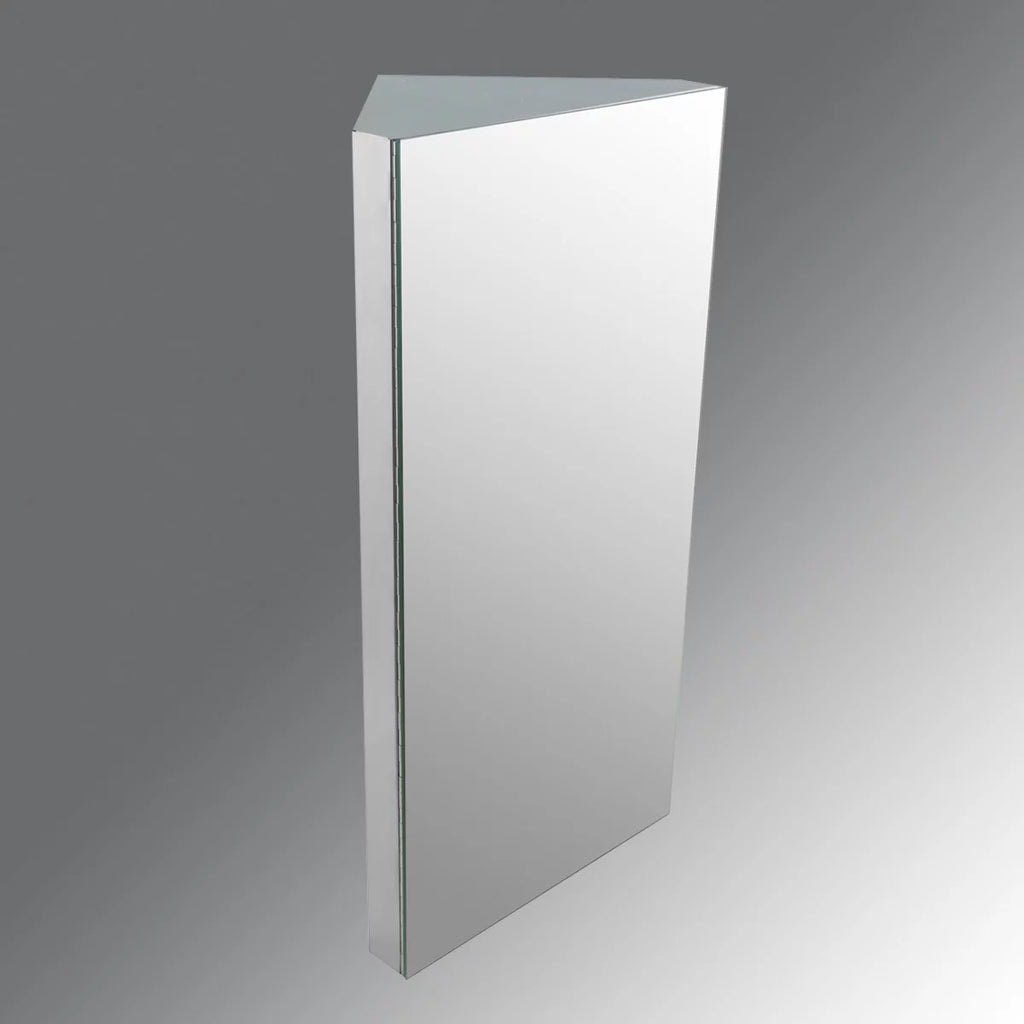 Corner Medicine Cabinet w/Mirror Bathroom Stainless Steel Wall Mount Cabinet Triple Shelf Opens to Left w/Screws Renovator's Supply