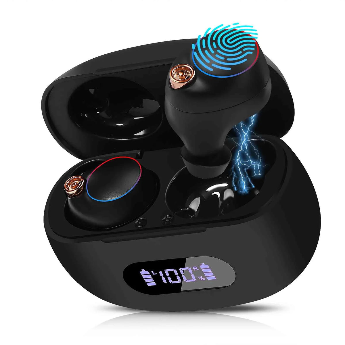 UrbanX True Wireless Bluetooth Earbuds + Charging Case, Black, Dual Connect, IPX5 Water Resistance, Bluetooth 5.2 Connection, Balanced, Bass Boost Fitting with Lenovo Tab V7