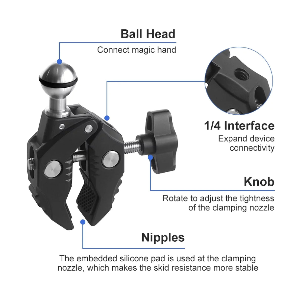 ammoon AKASO DJI Fitting Camera Mounts Clamp Mount Handlebar Adapter Mount