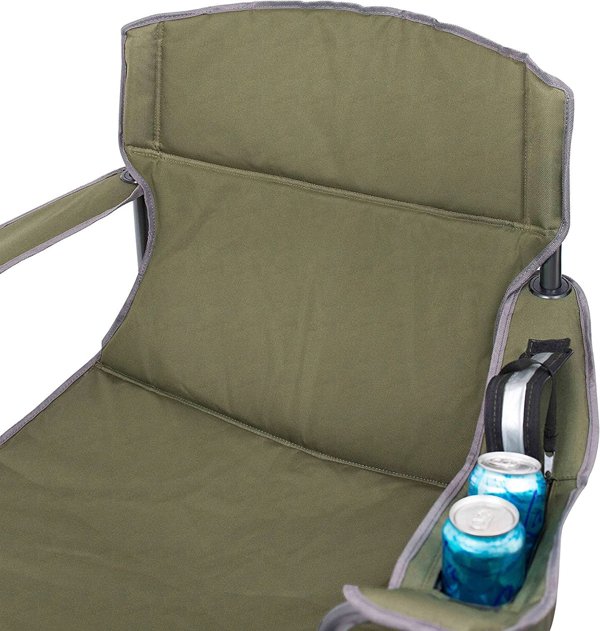 Internet's Best XL Padded Camping Folding Chair - Cooler Bag - Outdoor - Green - Sports - Insulated Cup Holder - Heavy Duty - Carrying Case - Beach - Extra Wide - Quad