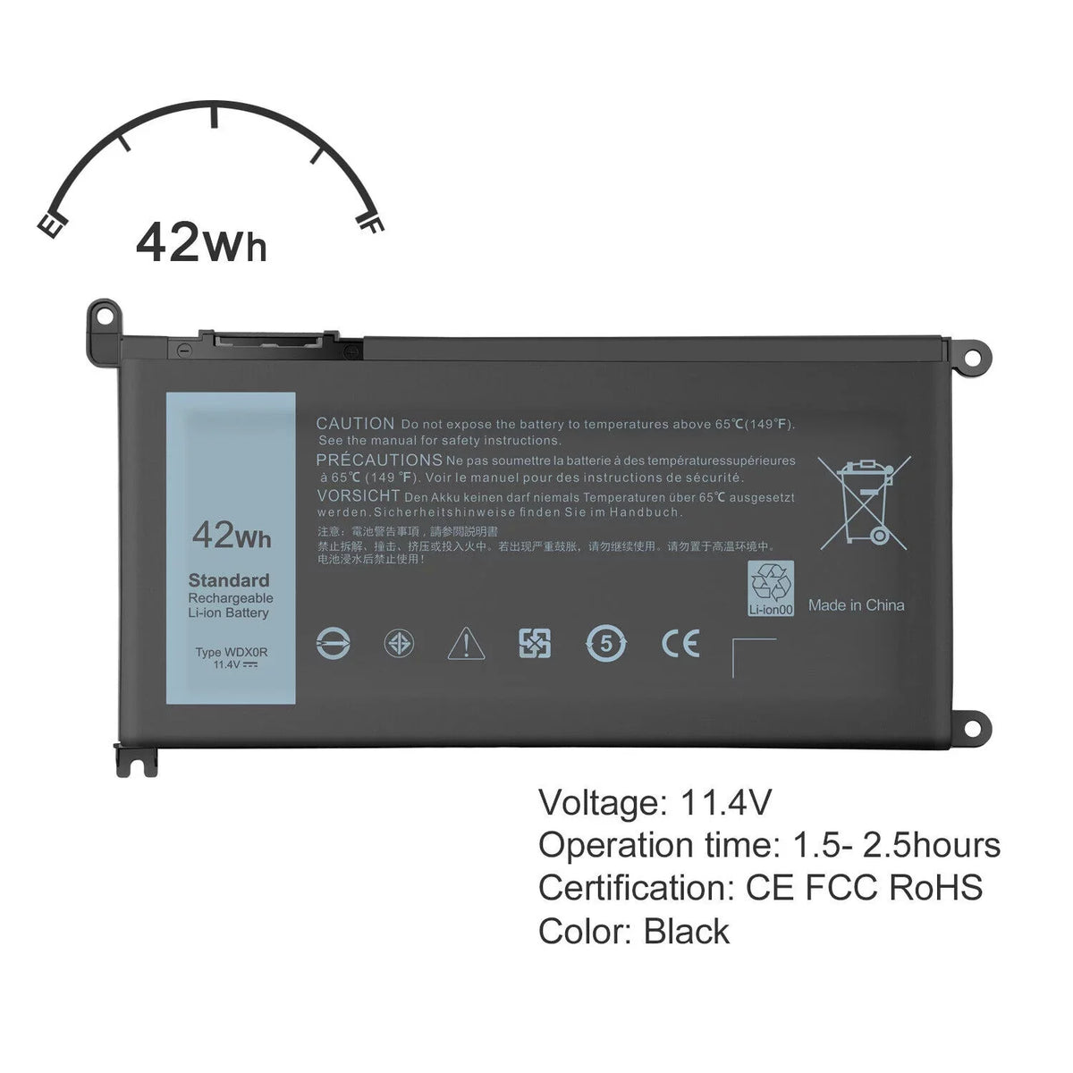 4Cell WDX0R Laptop Battery for Inspiron 13-5000 13-7000 15-5000 15-7000 NEW