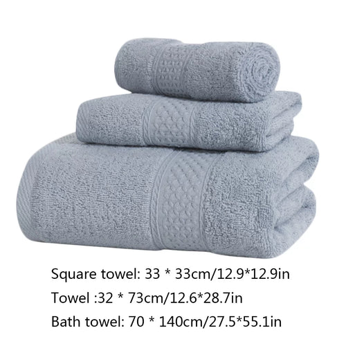 3 Pcs/set Home Hotel Cotton Towel Hands Face Body Water Sweat Absorption Cleaning Drying Towel, Medium Grey