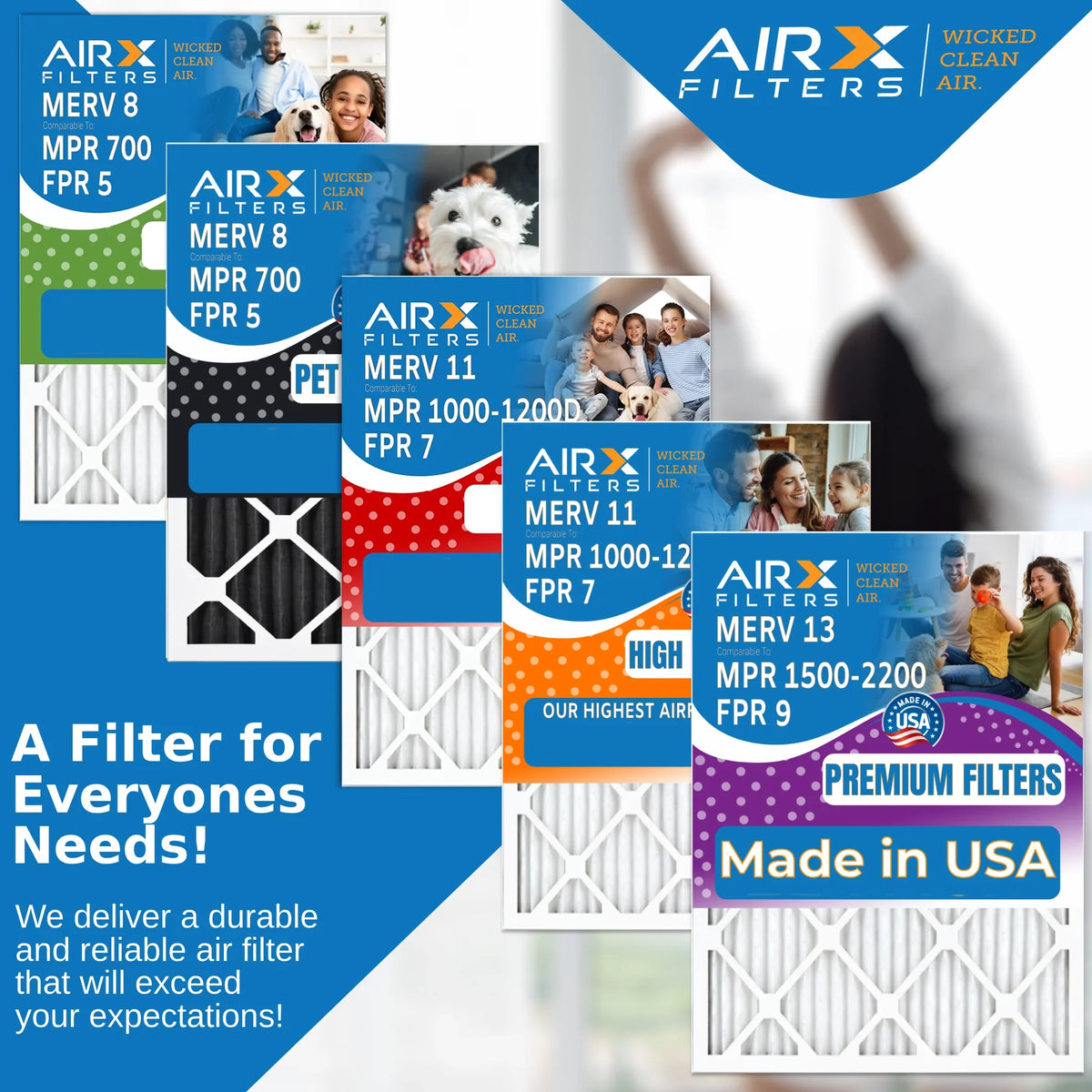 16x25x5 Air Filter MERV 11 Comparable to MPR 1000, MPR 1200 & FPR 7 Suitable with Ultravation 91-005 Filter MERV 11 Comparable to MPR 1000, MPR 1200 & FPR 7 by AIRX FILTERS WICKED CLEAN AIR.