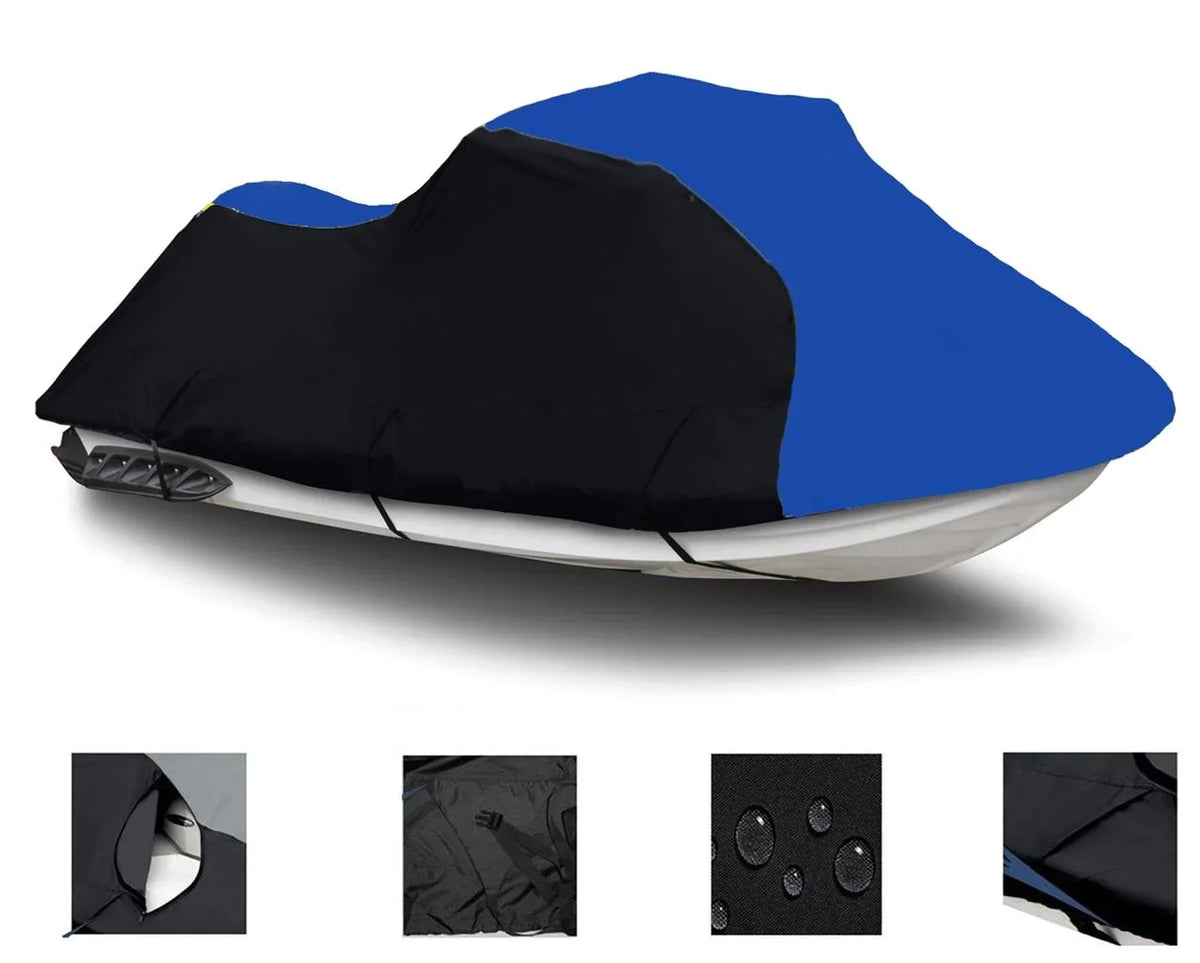 BLACK / BLUE HEAVY-DUTY, 600 DENIER Shield Fitting for Polaris Pro 785 1999 2000 / Pro 1200 2000 2001 Jet Ski Trailerable Coating 1-2 Seater