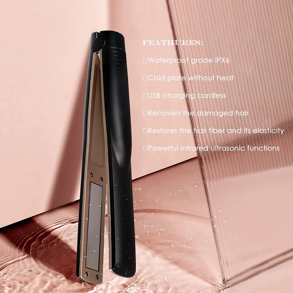 DIMUXI Ultrasonic Hair Care Iron, Professional Cold Iron Straightner, Shield the Damaged Hair, Wireless Portable