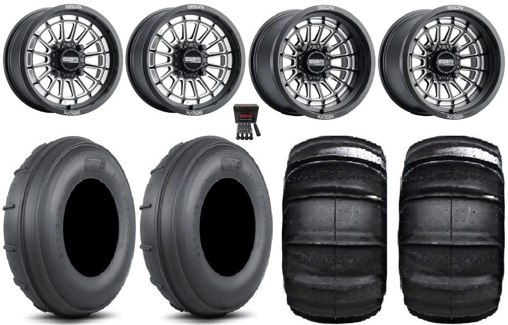 MetalFX Delta CC 15x7/15x10 Wheels Bk 30" Sand Stripper TT/XL HP Tires Polaris RZR XP 1000 / PRO XP / Ranger XP 900/1000