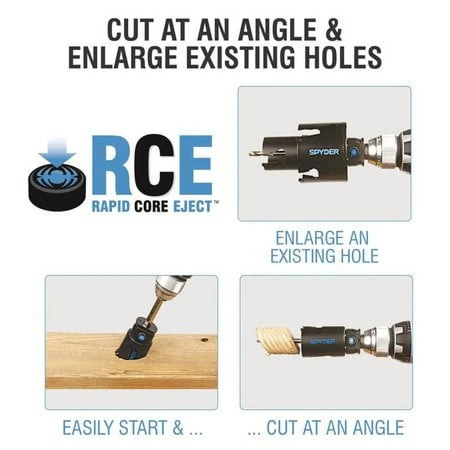 Spyder 600034H 3 in. Rapid Eject Tungsten Carbide Tipped Hole Saw, Black