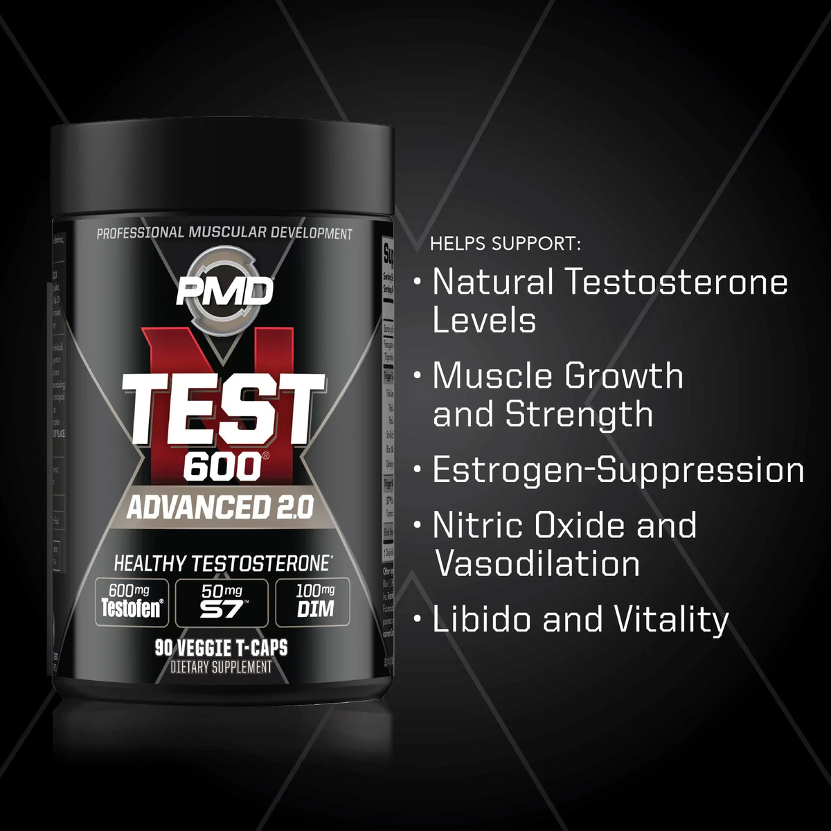 PMD Sports N-Test 600 Advanced Testosterone Booster for Men - Strong and Powerful With Testofen - Training And Bodybuilding - Lean Muscle Growth And Strength Gains - Test Boost (90 Veggie-Caps))