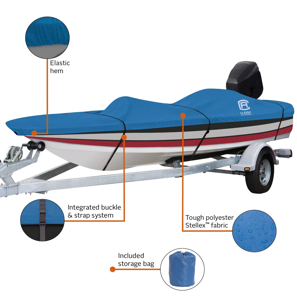 Classic Accessories Stellex™ All Seasons Ship Protection Fits Ship 14' - 16' L x 90" W, Trailerable Watercraft Wrap with Polyester Impervious Fabric, Model B