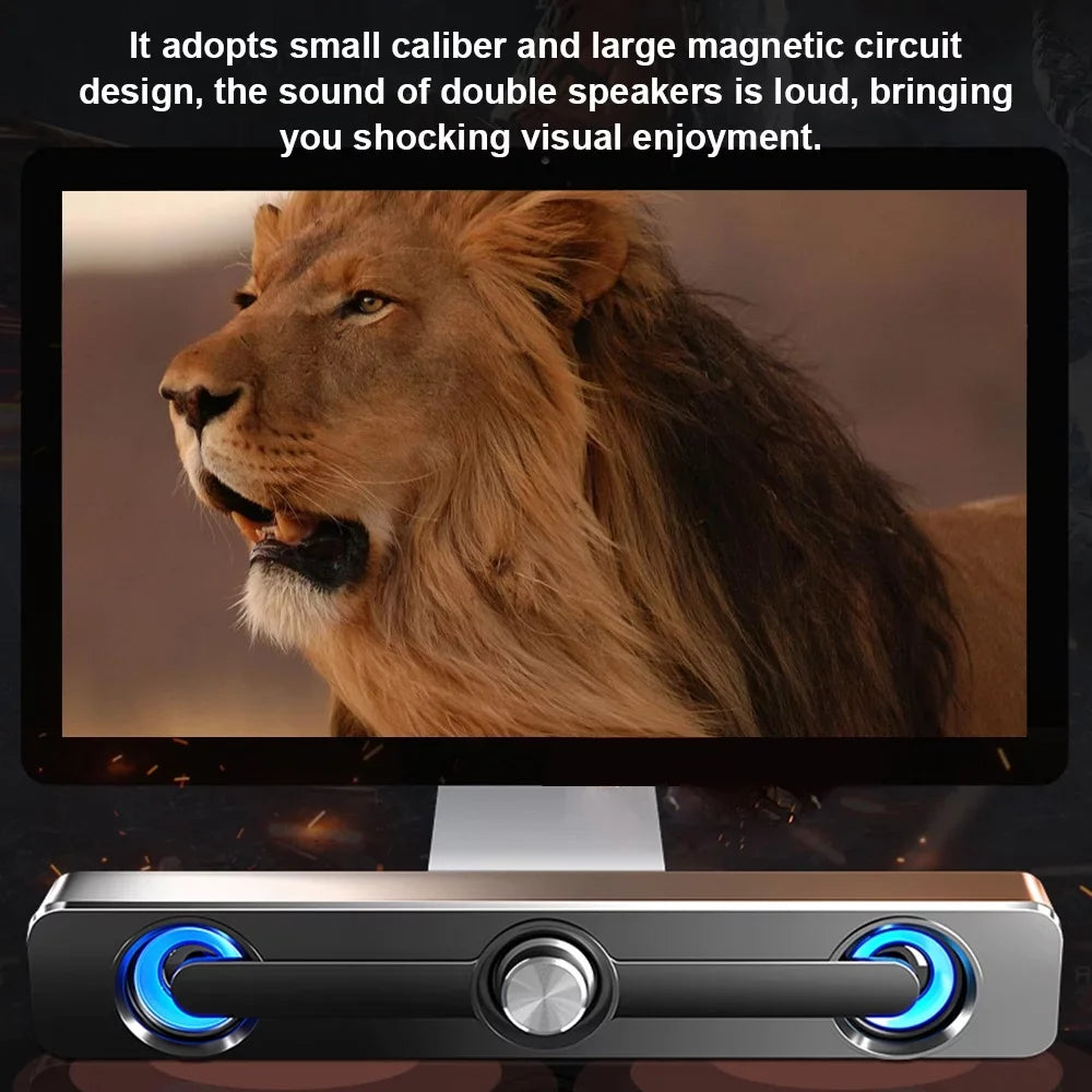 SADA V-111 Computer Speaker USB Wired Powerful Bar Stereo Subwoofer Bass Speaker Surround Sound Box for PC Laptop Phone Tablet MP3 MP4