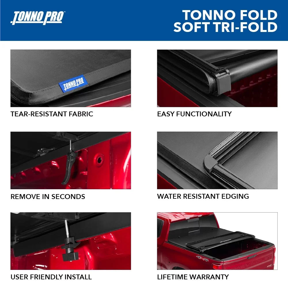 Tonno Pro Tonno Fold, Soft Folding Truck Bed Tonneau Protection | 42-318 | Fits 2019 - 2023 Ford Ranger 6' 1" Bed (72.7")