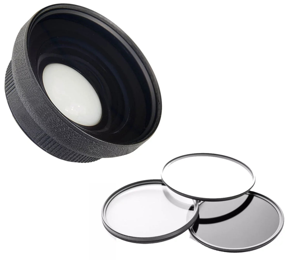 Canon VIXIA HF R800 0.44X High Definition Super Wide Angle Lens w/ Macro + 3 Piece Lens Filter Set