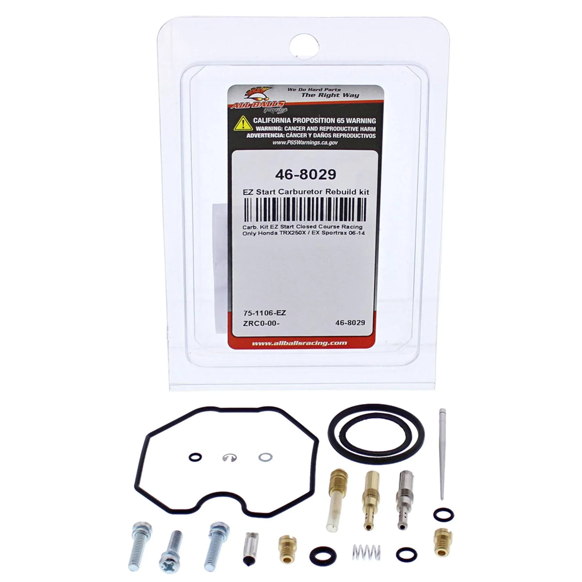 All Balls Racing EZ Start Carburetor Rebuild kit (46-8029) Matching With/Replacement For Honda TRX250X / EX Sportrax 2006 2007 2008 2009 2010 2011 2012 2013 2014