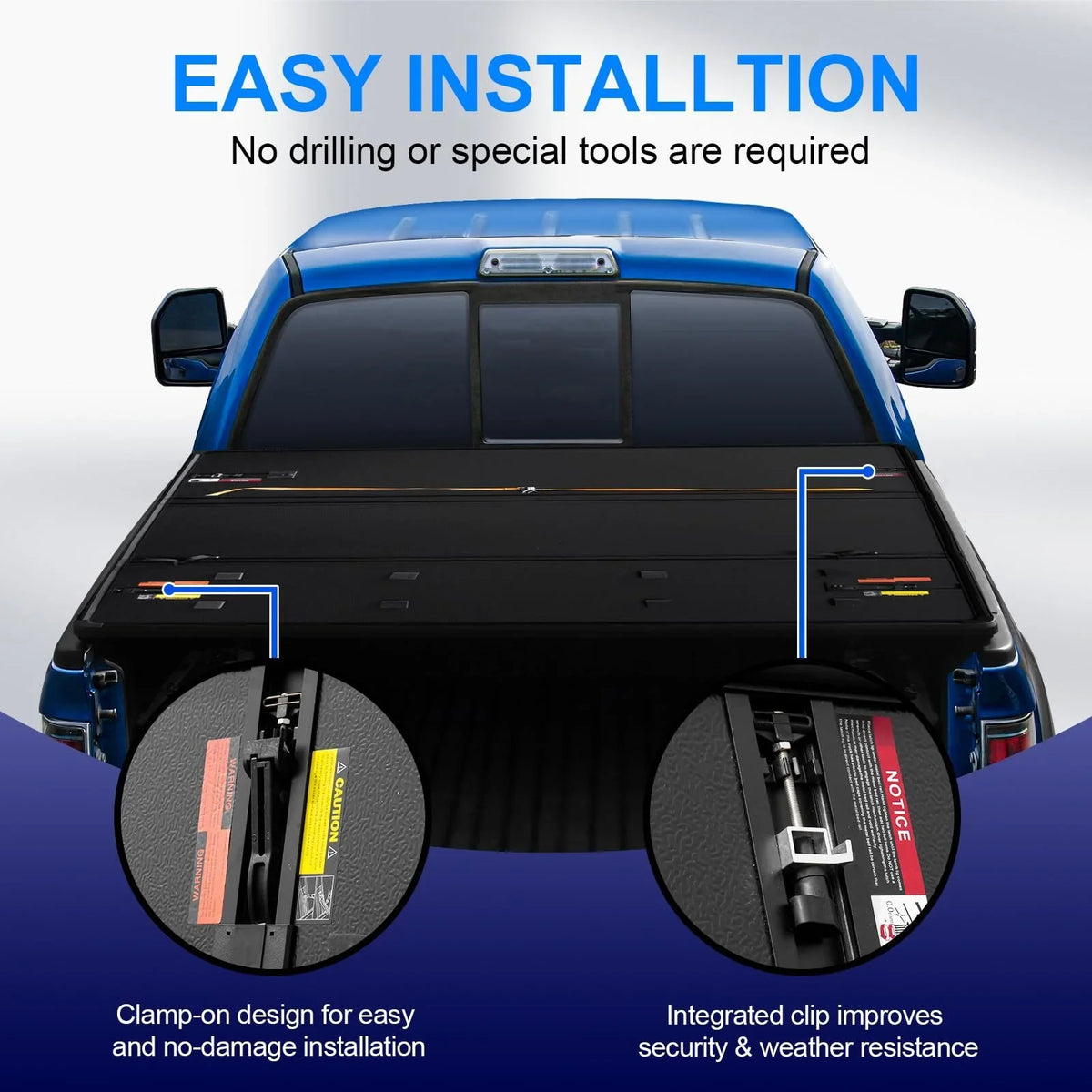 6.4Ft Hard Tri-Fold Truck Bed Tonneau Protection Matching with 2002-2023 Dodge Ram 1500, 2003-2023 Dodge Ram 2500HD/3500HD