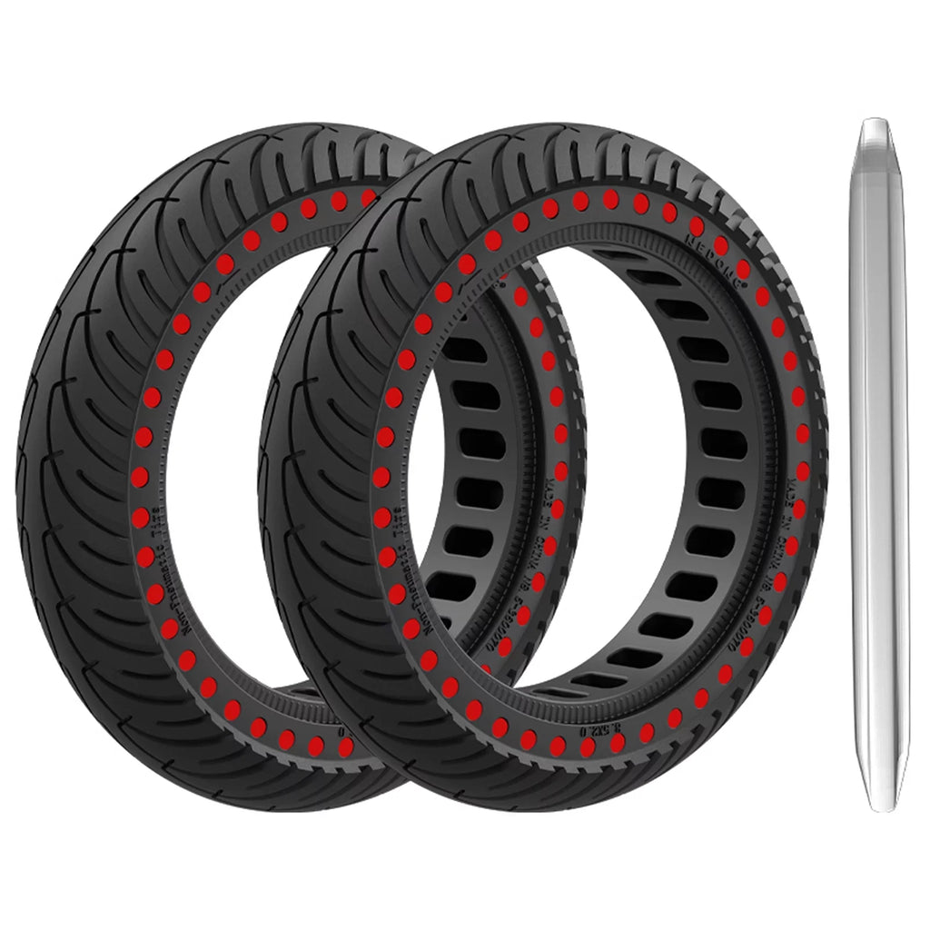 Tomshoo M365 E Tyre 2pcs 8.5 Inch Solid Rubber Tire Set with Mounting Tool for Puncture proof Riding