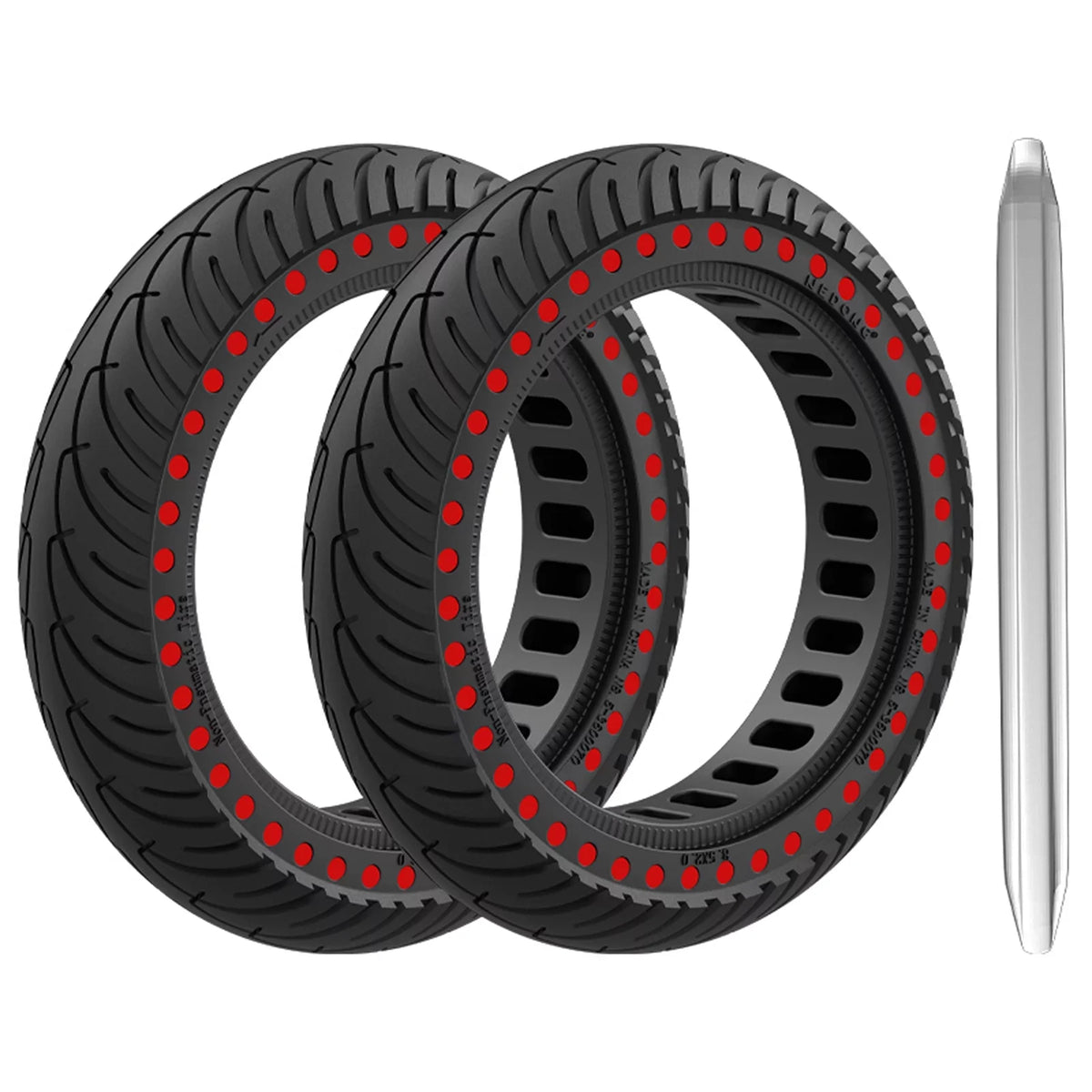 Tomshoo M365 E Tyre 2pcs 8.5 Inch Solid Rubber Tire Set with Mounting Tool for Puncture proof Riding